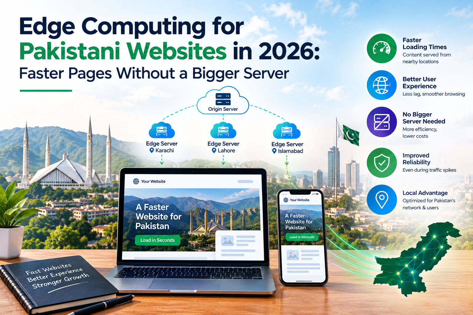 Edge computing for Pakistani websites in 2026 with distributed edge servers in Karachi, Lahore, and Islamabad